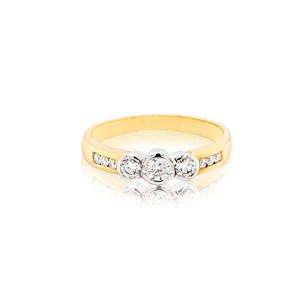 Reva - Three stone diamond ring in 18ct yellow gold