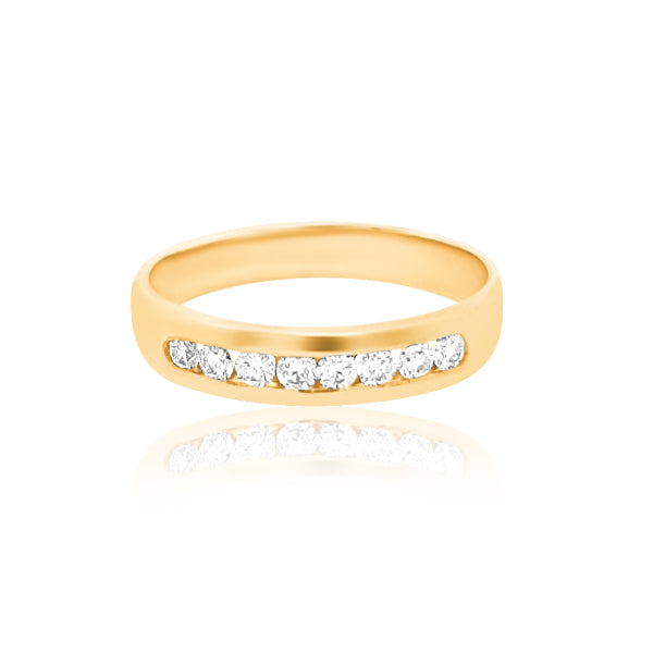 Rata - 9ct yellow gold diamond set wedding, eternity or dress ring