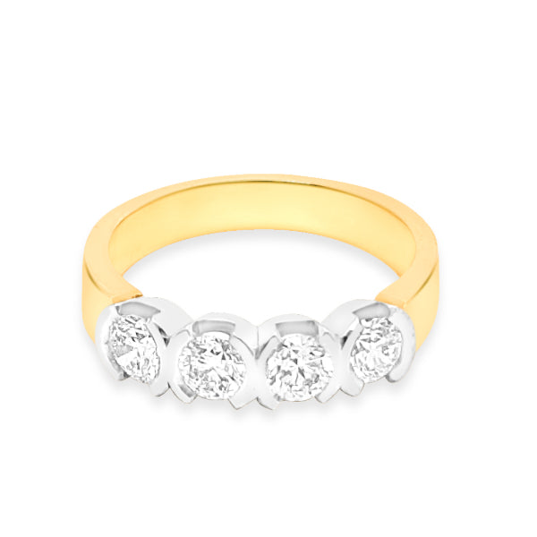 Tahlia - four stone diamond anniversary or dress ring in two tone 18ct gold