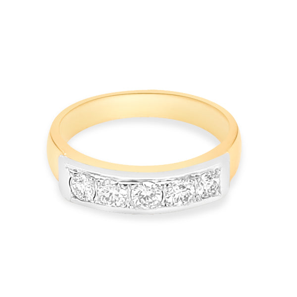 Roni - 18ct yellow and white gold bead set diamond dress or anniversary ring