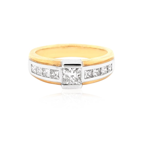 Diana - princess cut diamonds in 18ct yellow & white gold