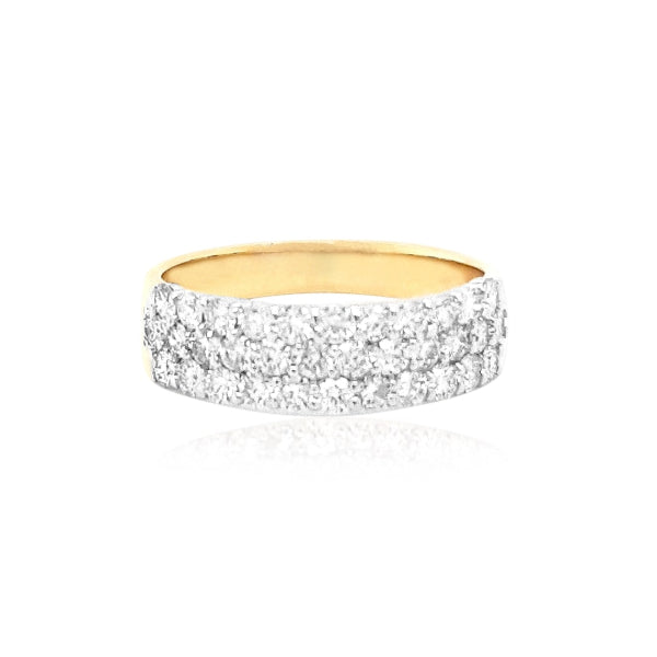 River - 9ct yellow white gold three row diamond ring
