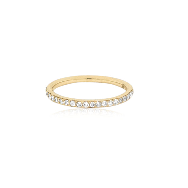 Morgan - 9ct yellow gold bead set 21 diamond band ring