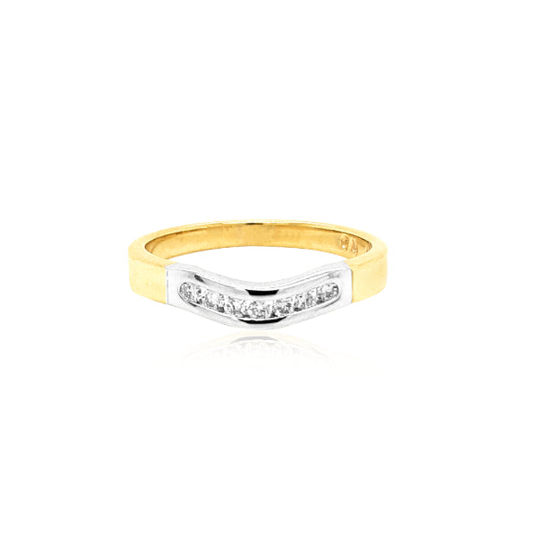 Whitley - 9ct yellow and white channel set diamond fitted ring