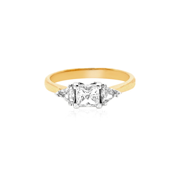 Trudi - 18ct yellow and white gold princess cut diamond engagement or dress ring