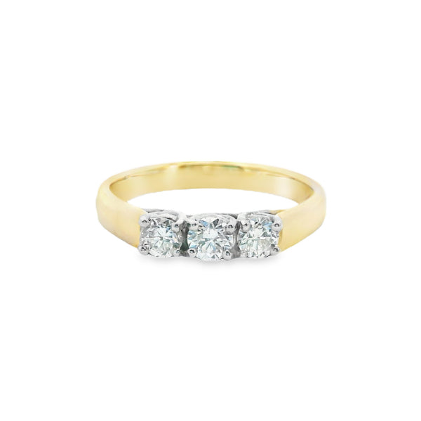 Lindy - three stone diamond ring in 18ct yellow & white gold
