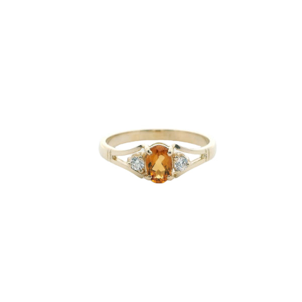 Citrine & cz dress ring in 9ct yellow gold