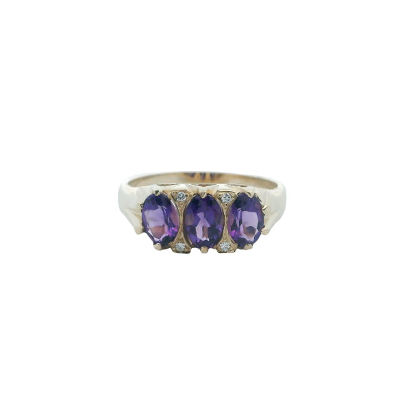 Amethyst & diamond dress ring in 9ct yellow gold