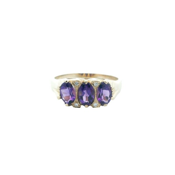 Amethyst & diamond dress ring in 9ct yellow gold