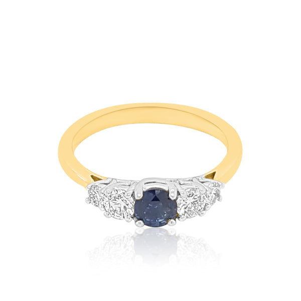 Michelle - five stone ceylonese sapphire and diamond anniversary ring in 9ct yellow gold