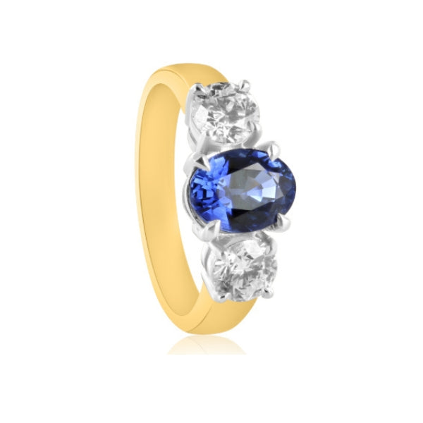 Venus - Sapphire and diamond anniversary ring in 18ct yellow gold