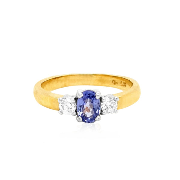 Susi - ceylonese sapphire and diamond dress or engagement ring in 9ct yellow gold