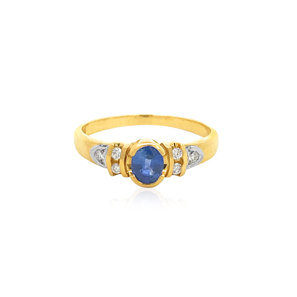 Maddie - semi rub over madagascan sapphire and diamond dress or engagement ring in 9ct yellow gold