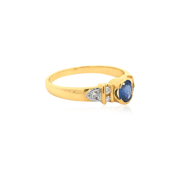 Maddie - semi rub over madagascan sapphire and diamond dress or engagement ring in 9ct yellow gold