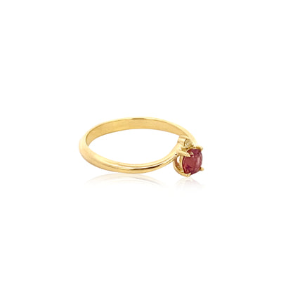 pink tourmaline and diamond wishbone ring in 9ct yellow gold