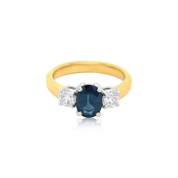 Athena - oval sapphire and diamond dress ring in 18ct yellow gold