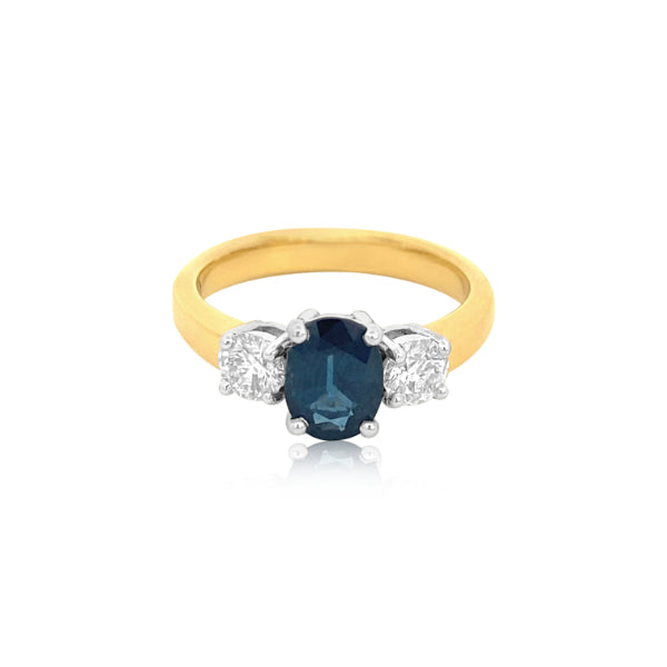 Athena- oval sapphire and diamond dress ring in 18ct yellow gold