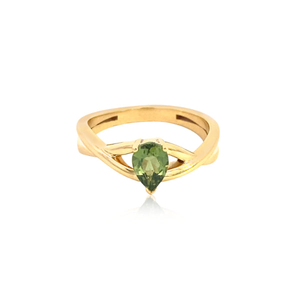 Shayla - pear shaped green sapphire dress or engagment ring in 9ct yellow gold