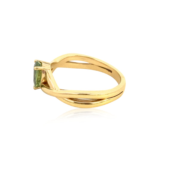 Shayla - pear shaped green sapphire dress or engagment ring in 9ct yellow gold