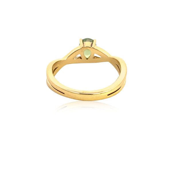 Shayla - pear shaped green sapphire dress or engagment ring in 9ct yellow gold