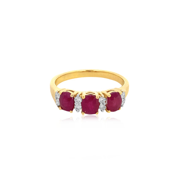 Martina - ruby and diamond anniversary ring in 9ct yellow gold