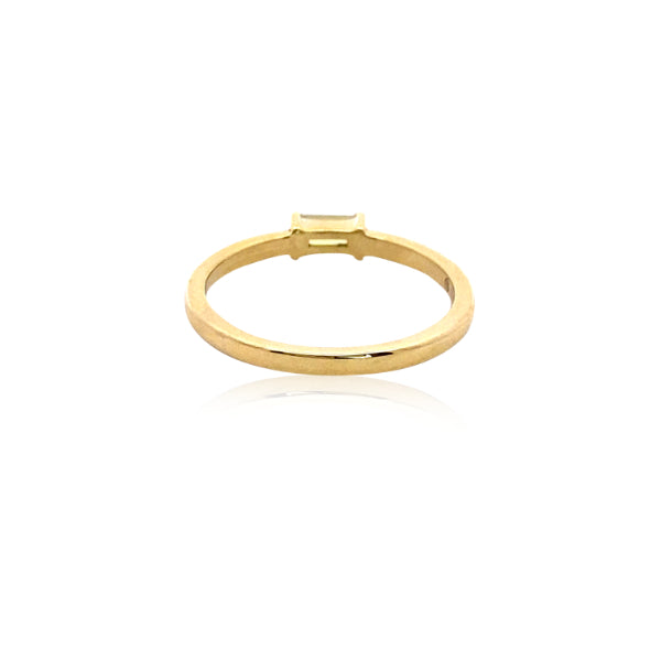 Solene - baguette shaped green sapphire dress ring in 9 ct yellow gold