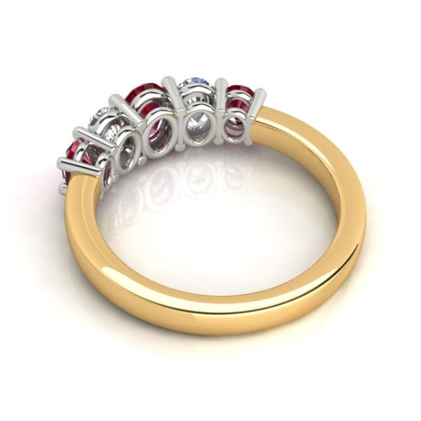 Francesca - oval ruby and diamond 5 stone ring in 18ct yellow gold