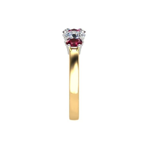 Francesca - oval ruby and diamond 5 stone ring in 18ct yellow gold