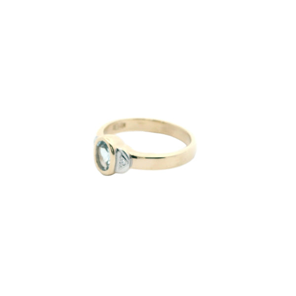 Aquamarine & diamond dress ring in 9ct yellow gold