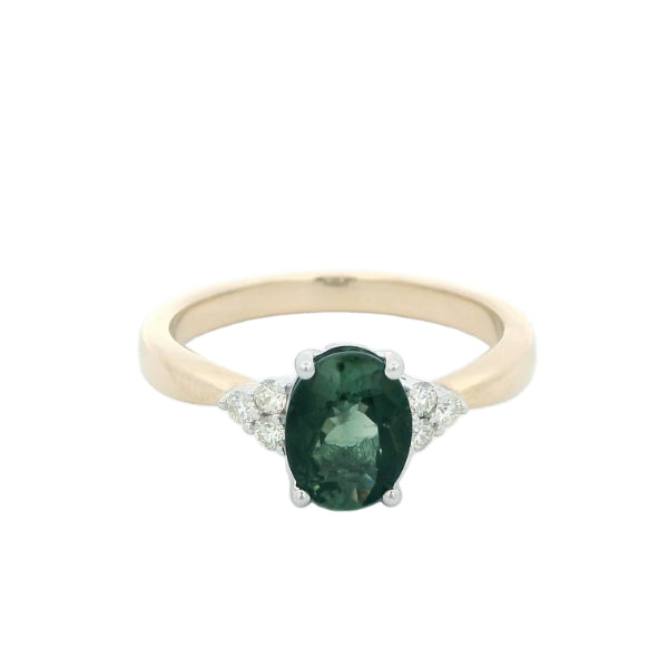 Marra - green tourmaline & diamond ring in 9ct yellow & white gold