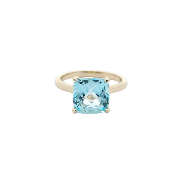 Marla - cushion cut blue topaz ring in 9ct yellow gold