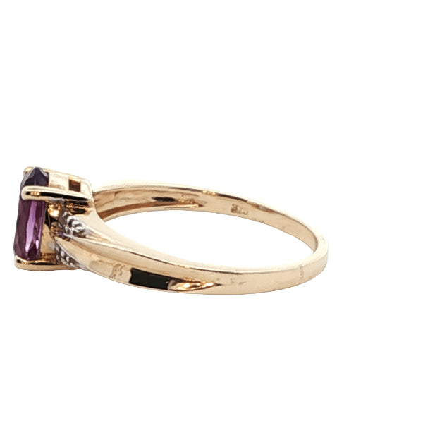 Amethyst and diamond dress ring in 9ct yellow gold