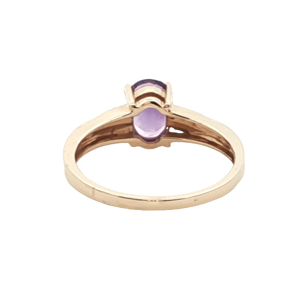 Amethyst and diamond dress ring in 9ct yellow gold