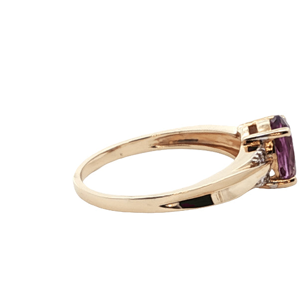 Amethyst and diamond dress ring in 9ct yellow gold