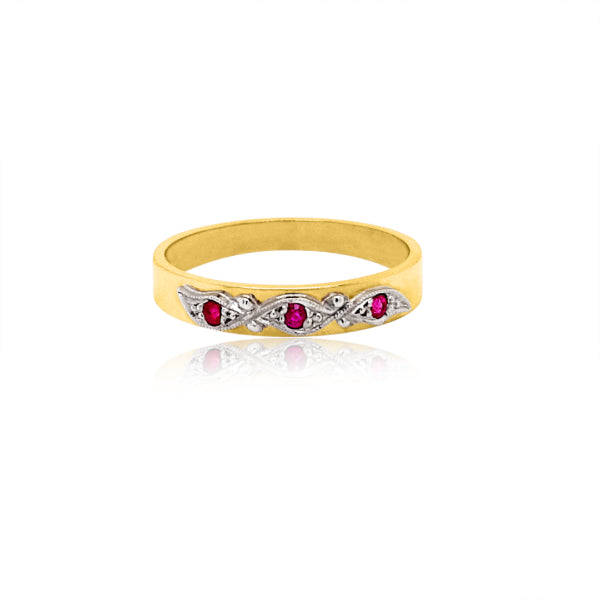Ruby eternity or anniversary ring in 9ct yellow and white gold