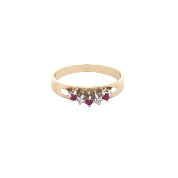 Ruby & diamond fitted eternity band in 9ct yellow gold