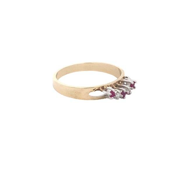 Ruby & diamond fitted eternity band in 9ct yellow gold