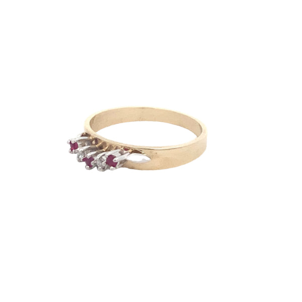 Ruby & diamond fitted eternity band in 9ct yellow gold