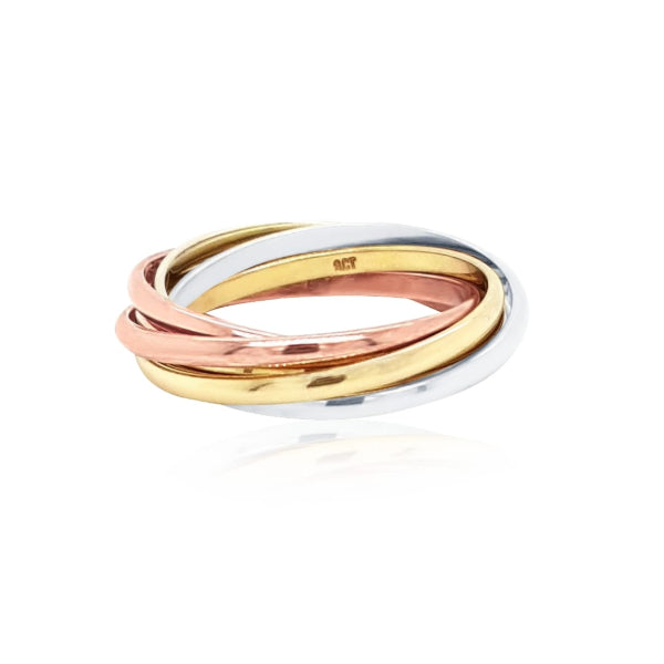 9ct tri colour russian wedding band