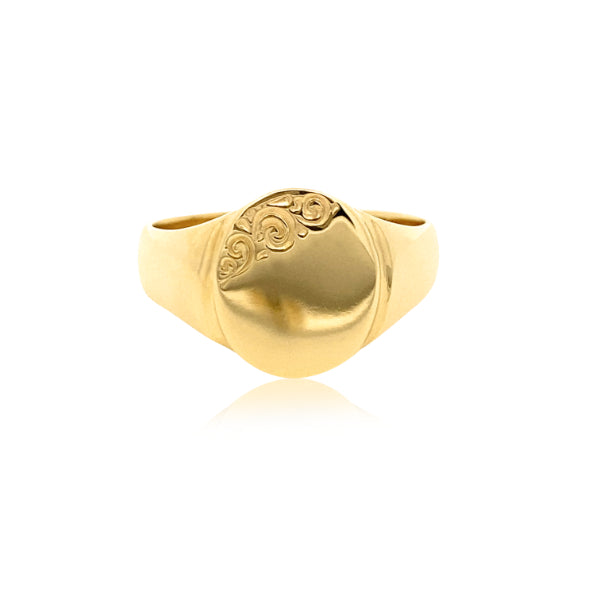 Engraved signet ring in 9ct yellow gold