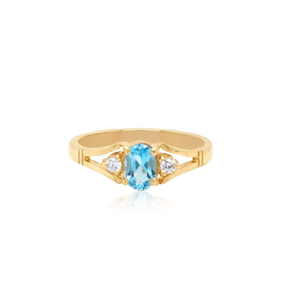 Blue topaz and CZ dress ring in 9ct yellow gold