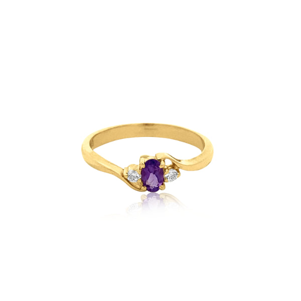 Amethyst and cz dress ring in 9ct yellow gold