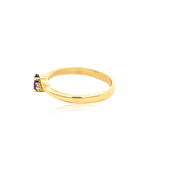 Amethyst and cz dress ring in 9ct yellow gold