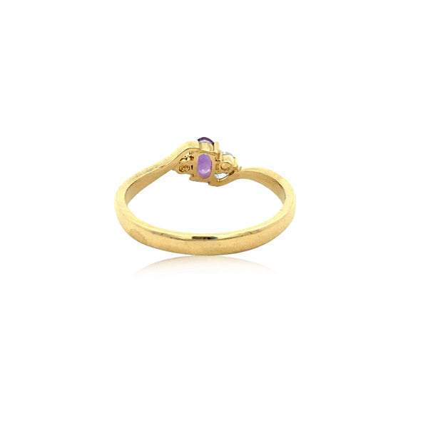Amethyst and cz dress ring in 9ct yellow gold