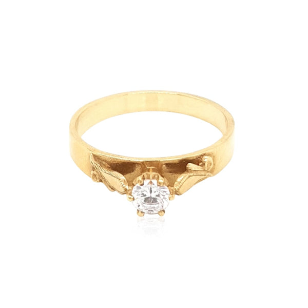 Cubic Zirconia Solitaire Ring in 9ct Yellow Gold