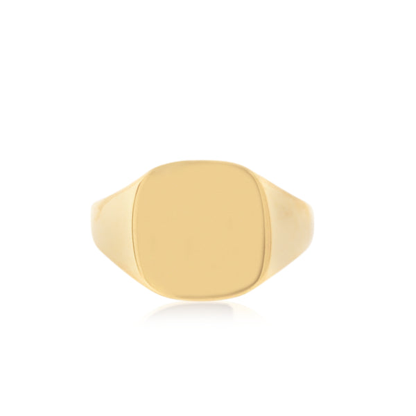 Engravable flat top signet ring in 9ct yellow gold
