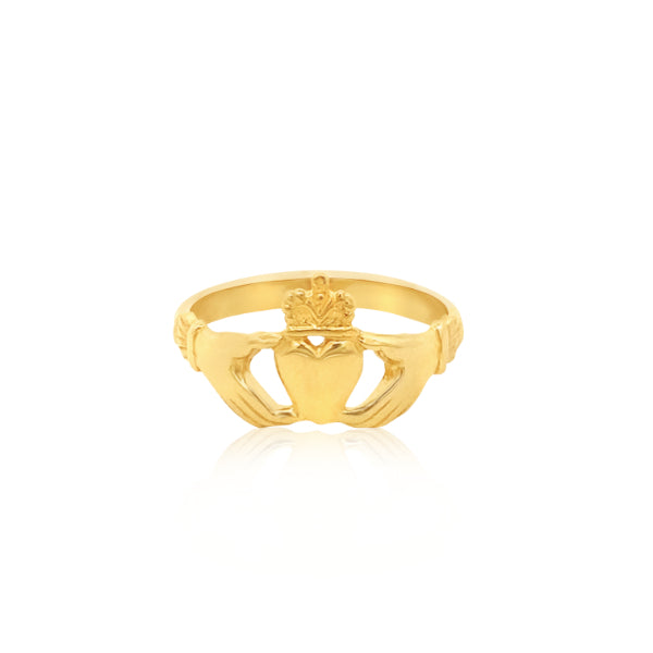 Ladies irish claddagh ring in 9ct yellow gold