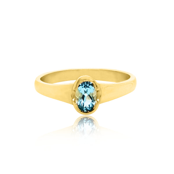 Aquamarine ring in 9ct yellow gold