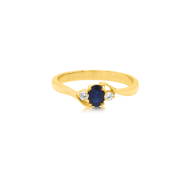 Sapphire & CZ dress ring in 9ct yellow gold