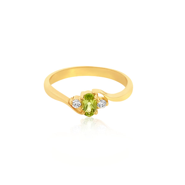 Peridot & CZ dress ring in 9ct yellow gold